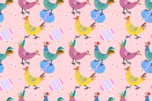 Chicken with Easter Egg Seamless Pattern