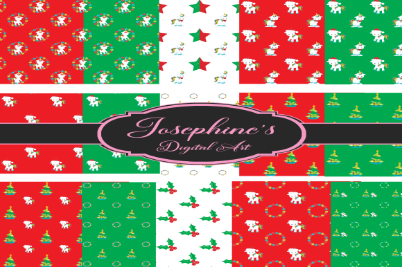 Cute Christmas Unicorns Digital Paper
